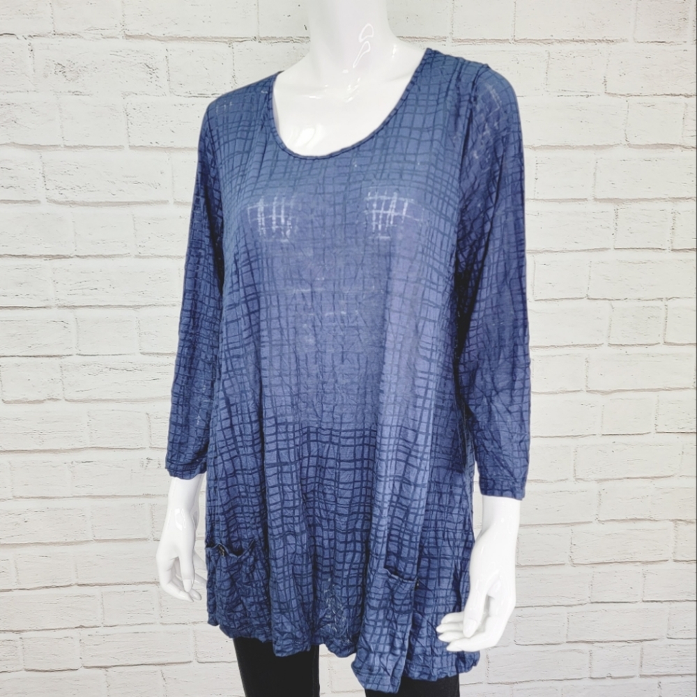 Comfy USA NAVY Crinkle Burnout Tunic Size:XL NWT!